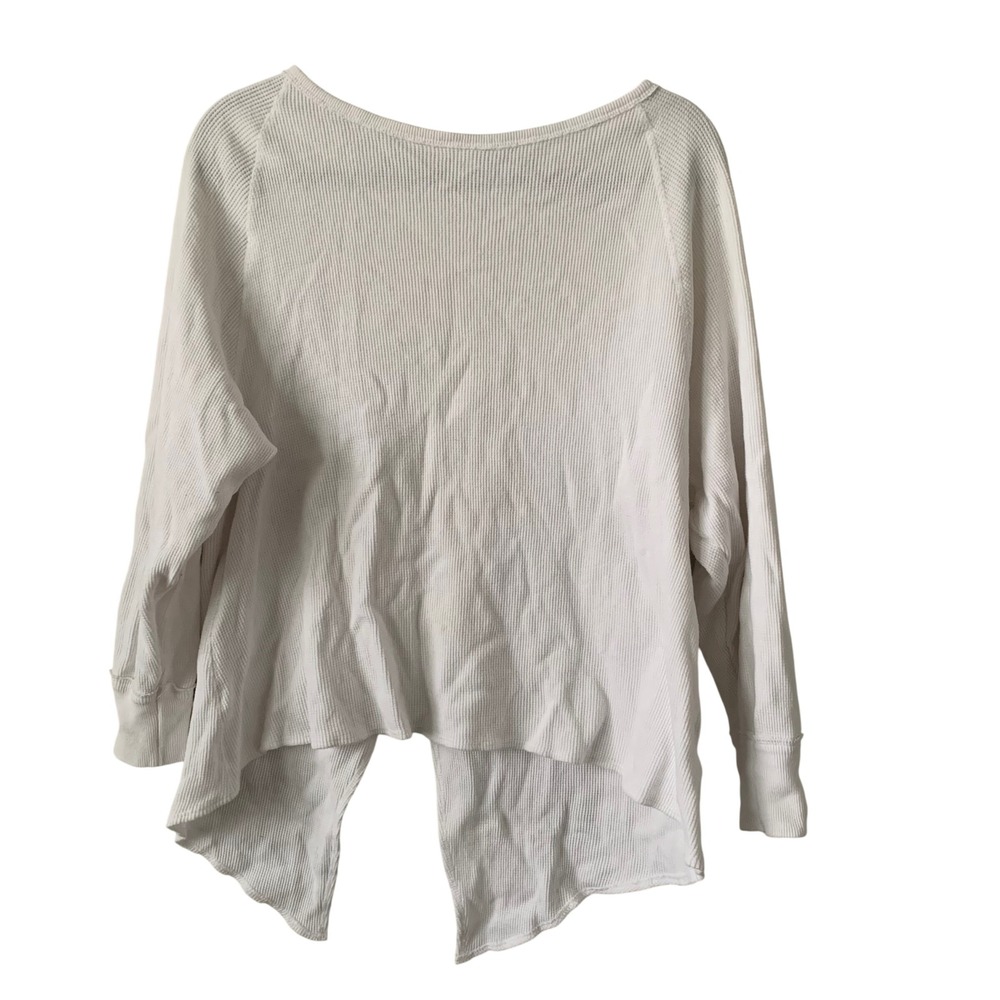 We The Free Thermal Top XS White Excellent Split Back Waffle Knit Long Sleeve